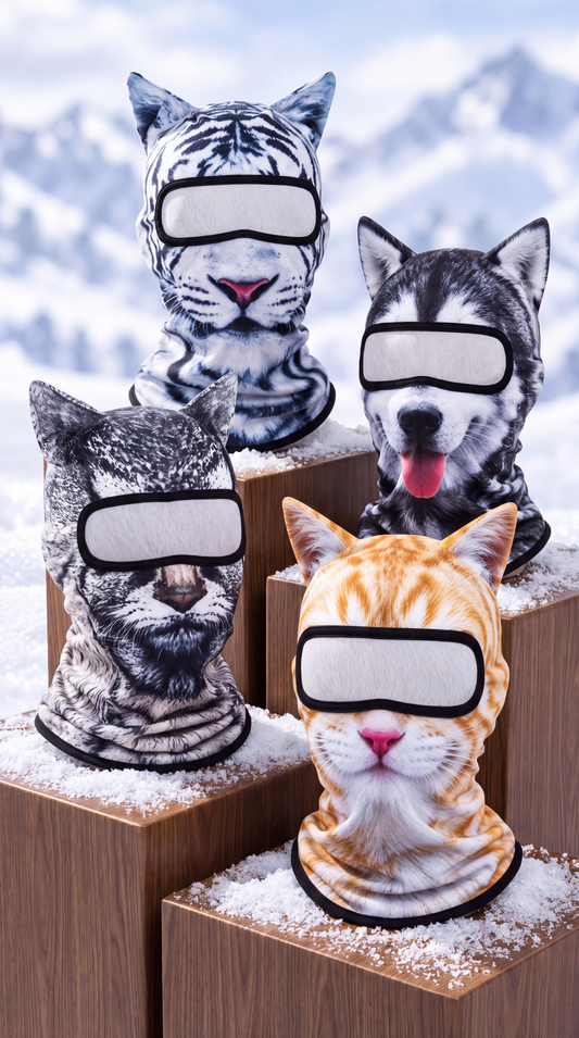 Pasamontañas de animales: colección sobre nieve